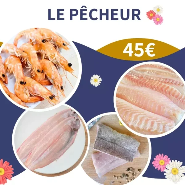 Box de poissons - Le Pêcheur - Poissons frais de saison : soles, Merlu, Cabillaud, Crevettes.
